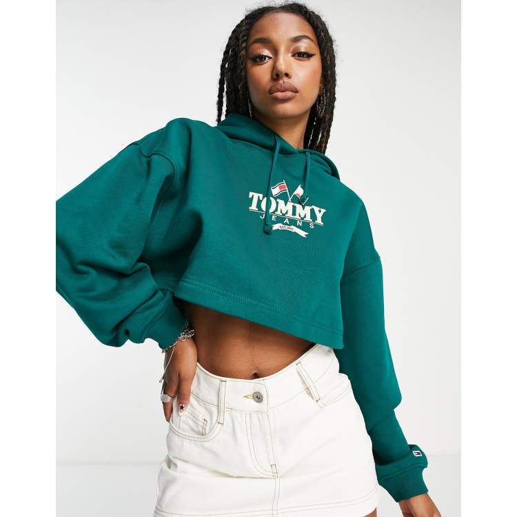 Cropped shop green hoodie