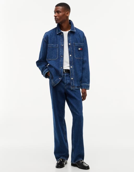 Tommy Jeans surchemise en denim à rayures coupe relaxed en denim foncé, 2 de 7
