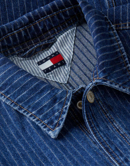 Tommy Jeans surchemise en denim à rayures coupe relaxed en denim foncé, 7 de 7