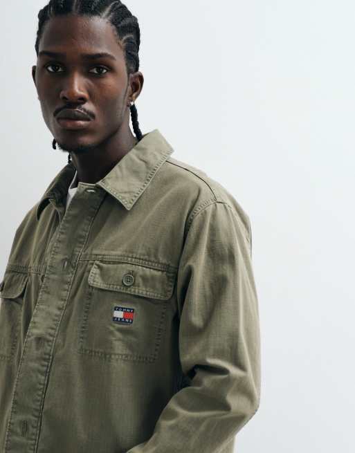 Tommy Jeans - Surchemise en sergé - Kaki, 4 de 5