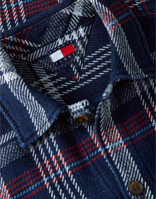 Tommy Jeans surchemise oversize en sergé texturé à carreaux bleu foncé, 6 de 6