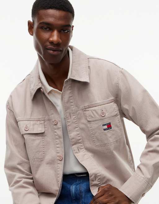 Tommy Jeans surchemise oversize texturée à chevrons couleur poussière de calcaire, 3 de 6