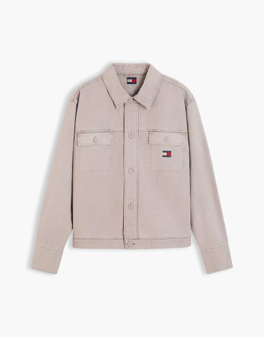 Tommy Jeans surchemise oversize texturée à chevrons couleur poussière de calcaire, 5 de 6