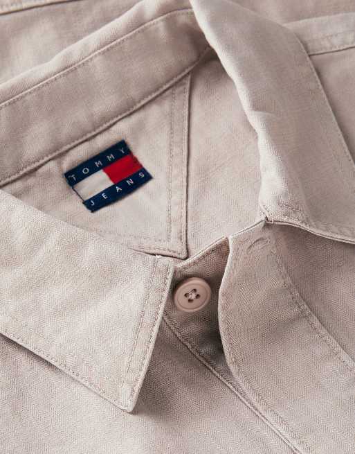 Tommy Jeans surchemise oversize texturée à chevrons couleur poussière de calcaire, 6 de 6