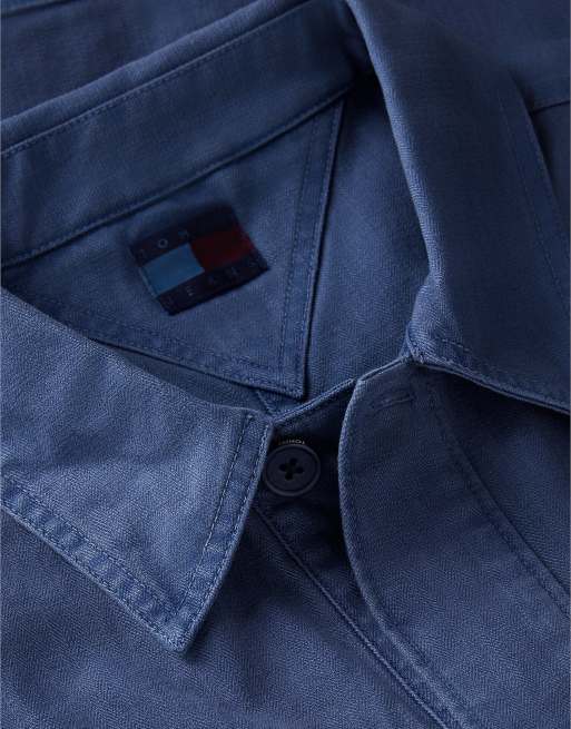 Tommy Jeans surchemise oversize texturée à chevrons en bleu marine, 6 de 6