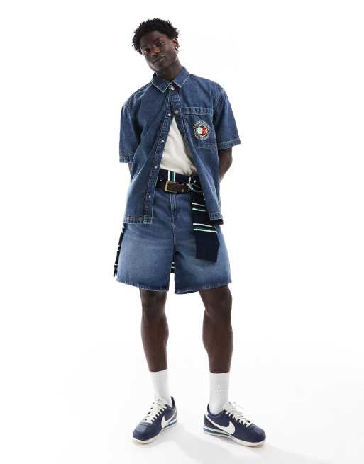 Tommy Jeans - Surchemise unisexe en jean - Délavage indigo, 2 de 4