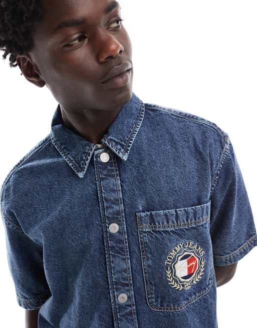 Tommy Jeans - Surchemise unisexe en jean - Délavage indigo, 3 de 4
