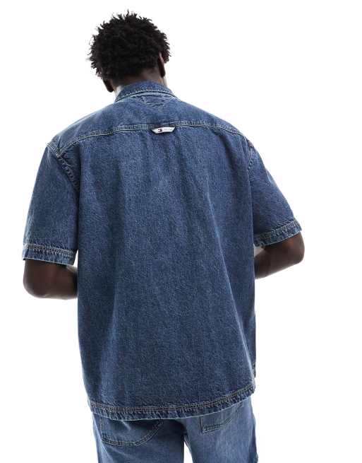 Tommy Jeans - Surchemise unisexe en jean - Délavage indigo, 4 de 4