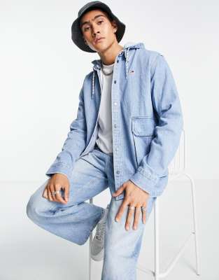 denim jacket with hoodie mens