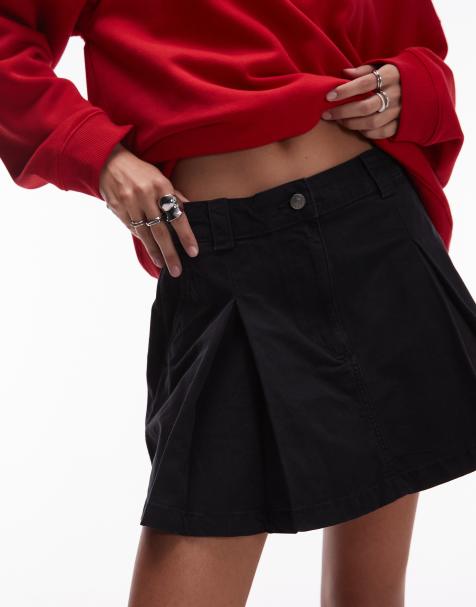 Tommy Jeans – Svart, plisserad minikjol i canvas - view 1