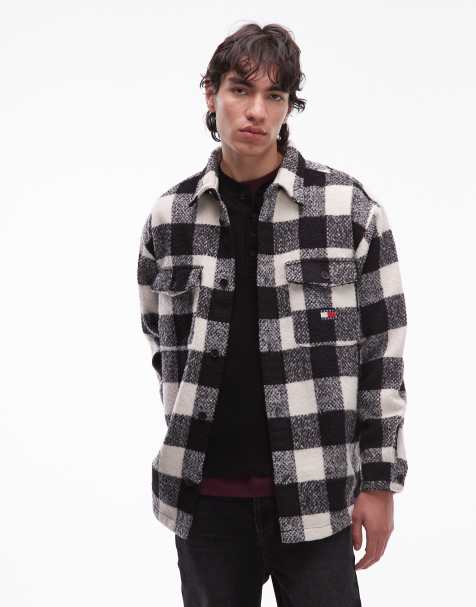 Tommy Jeans – Svart, rutig overshirt - view 1