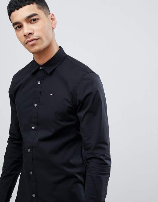 Tommy Jeans – Svart stretchig skjorta med smal passform, 3 av 4