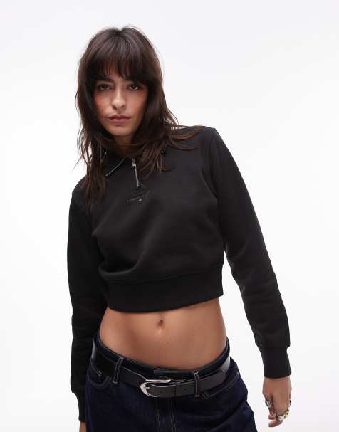 Tommy Jeans – Svart sweatshirt i kort design med 1/4-lång dragkedja - view 1