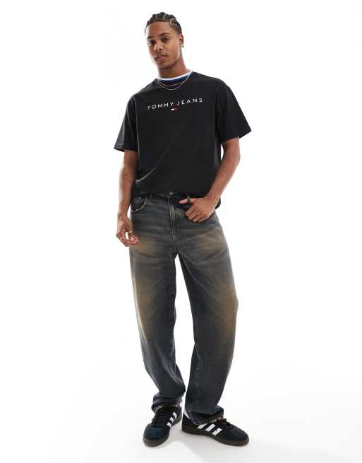 Tommy Jeans – Svart t-shirt med kantband och linjär logga, 2 av 4
