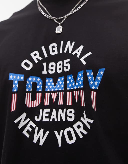 Tommy Jeans – Svart t-shirt med runt USA-tryck, 4 av 5