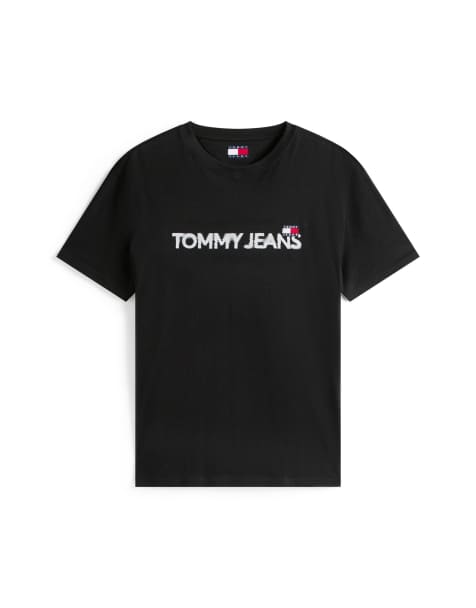 Tommy Jeans – Svart t-shirt med suddig logga - view 1