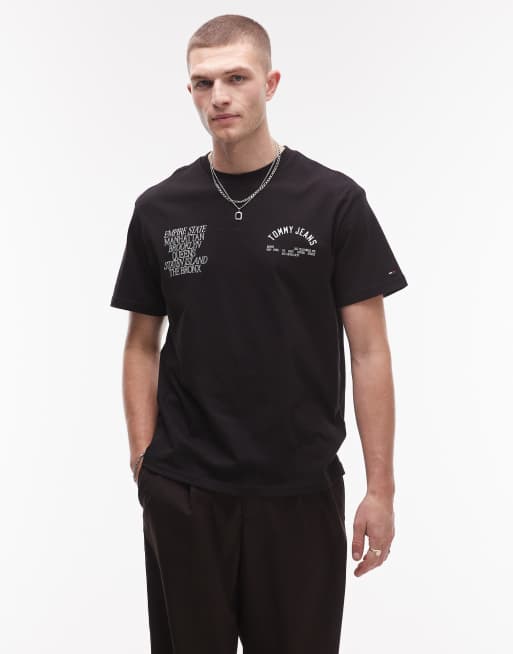 Tommy Jeans – Svart t-shirt med tryckta NY-stadsdelar baktill, 3 av 5