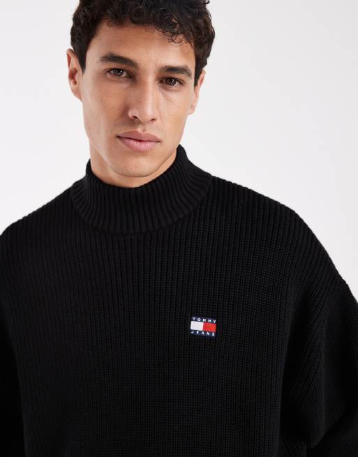Tommy Jeans – Svart tröja med hög krage med logga på bröstet, 5 av 5