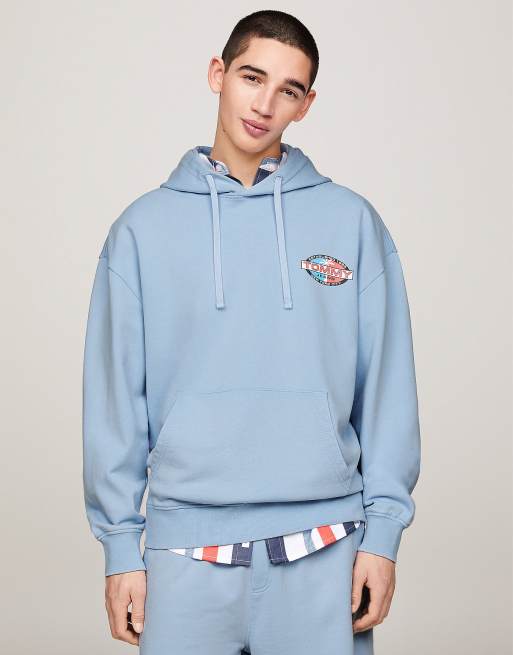 Tommy Jeans - Sweat à capuche à enfiler - Gris-bleu