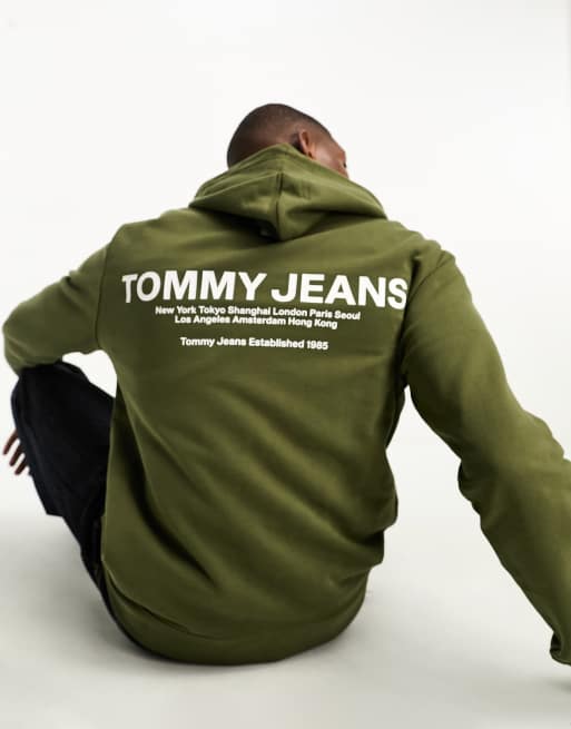 Tommy Jeans - Sweat à capuche à imprimé graphique - Vert olive