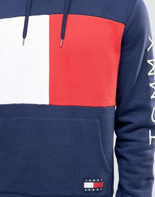 tommy jeans 90s flag logo hoodie in navy