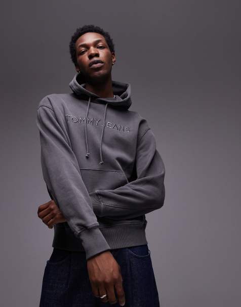 Tommy Jeans - Sweat à capuche avec logo ton sur ton - Noir délavé - view 1