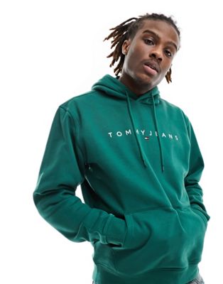 Tommy Jeans regular linear logo hoodie in green - ASOS Price Checker