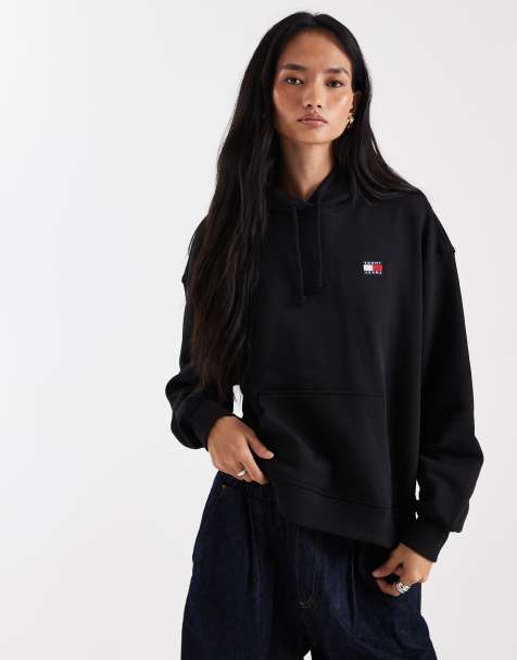 Tommy Jeans - Sweat à capuche coupe carrée à écusson - Noir - view 1