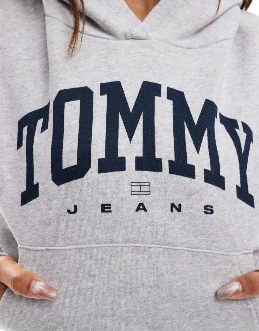 Tommy Jeans - Sweat à capuche court style universitaire vintage - Gris, 3 de 4