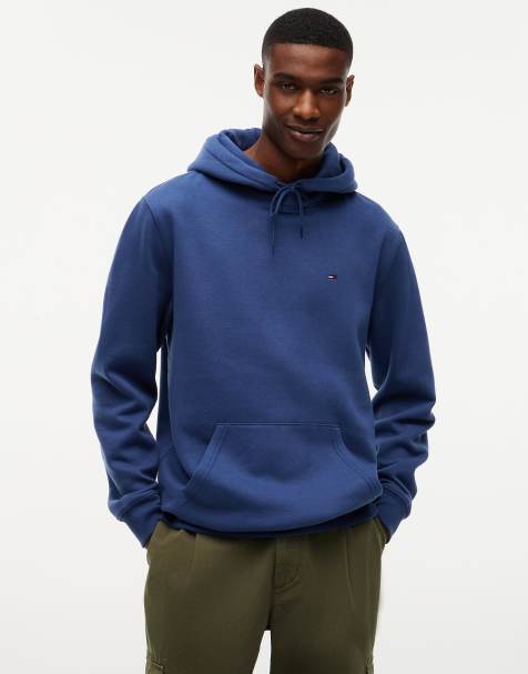 Tommy Jeans sweat à capuche en polaire à cordon de serrage avec broderie drapeau en bleu marine - view 1