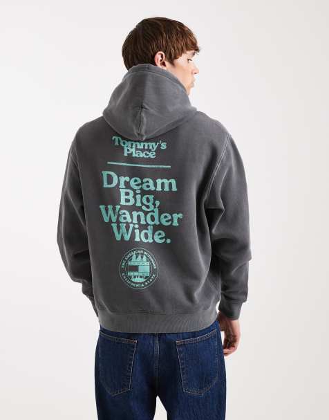 Tommy Jeans - Sweat à capuche imprimé coupe décontractée - Noir délavé - view 1