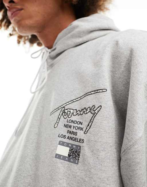 Tommy Jeans - Sweat à capuche oversize avec imprimé dans le dos - Gris, 2 de 4
