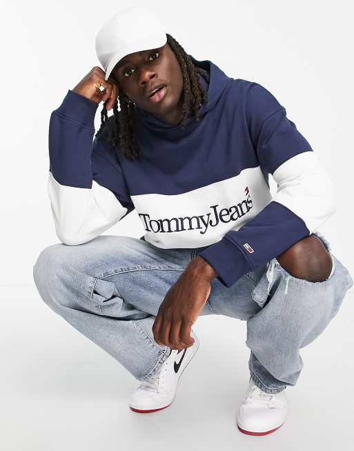 Tommy Jeans Sweat a capuche style skateur a logo color block lineaire Bleu marine