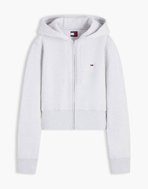 Tommy Jeans sweat à capuche zippé ajusté en polaire gris chiné clair, 5 de 6