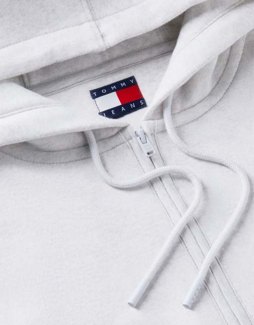 Tommy Jeans sweat à capuche zippé ajusté en polaire gris chiné clair, 6 de 6