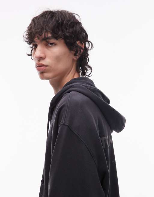 Tommy Jeans - Sweat à capuche zippé coupe carrée décontractée - Noir délavé, 4 de 5