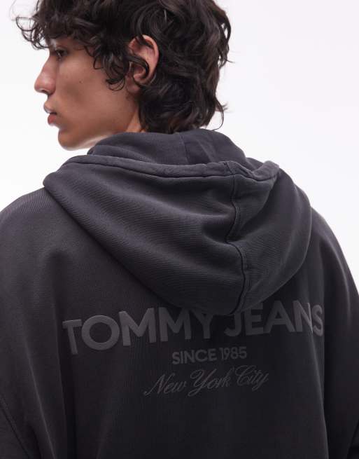 Tommy Jeans - Sweat à capuche zippé coupe carrée décontractée - Noir délavé, 5 de 5