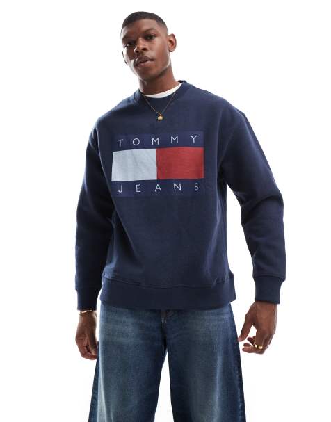 Tommy Jeans - Sweat à grand logo drapeau - Bleu marine - view 1
