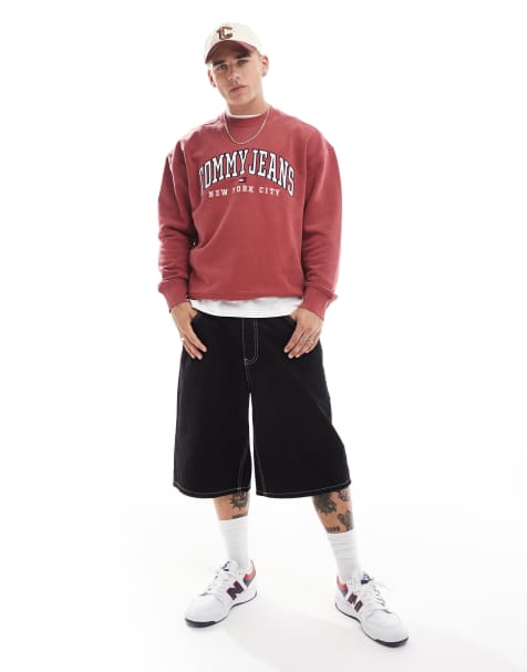Tommy Jeans - Sweat à logo style universitaire - Rouge délavé - view 1