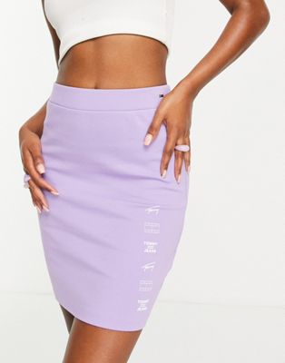 Tommy Jeans sweat logo mini skirt in lilac