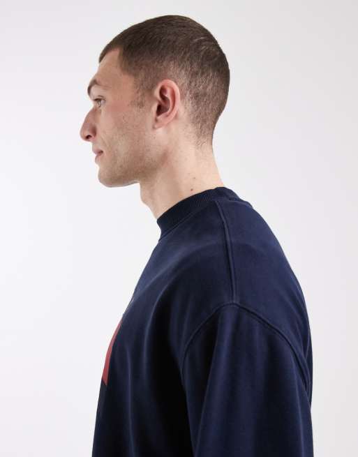 Tommy Jeans - Sweat ras de cou à imprimé logo drapeau flottant style années 90 - Bleu marine, 5 de 5