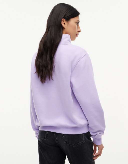 Tommy Jeans sweat-shirt à demi-zip avec broderie drapeau en lavande, 4 de 6