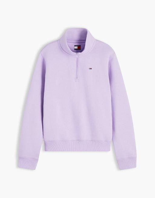 Tommy Jeans sweat-shirt à demi-zip avec broderie drapeau en lavande, 5 de 6