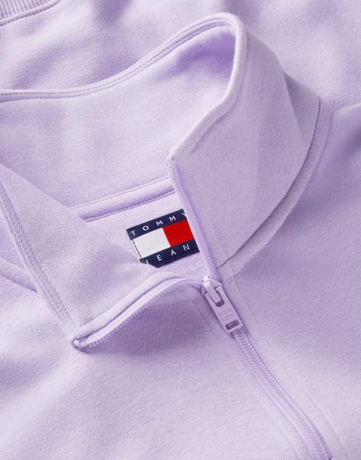 Tommy Jeans sweat-shirt à demi-zip avec broderie drapeau en lavande, 6 de 6