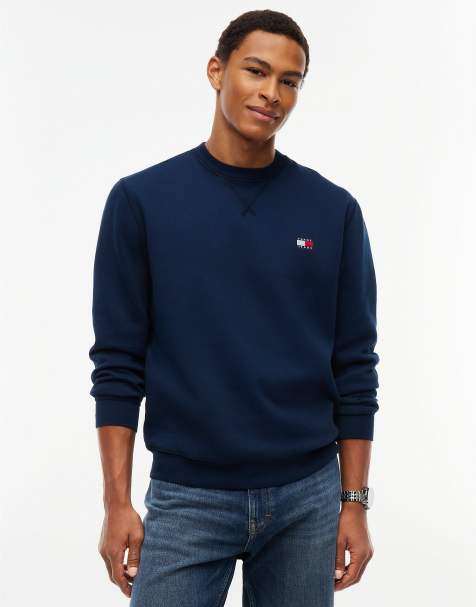 Tommy Jeans sweat-shirt col rond en polaire avec badge bleu foncé - view 1