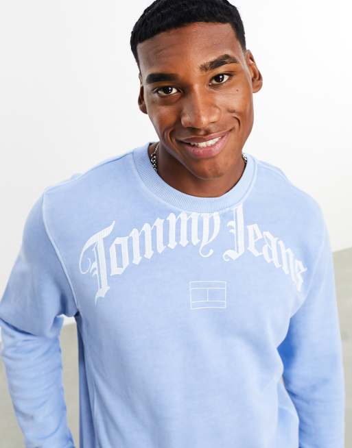 Tommy Jeans - Sweat-shirt ras de cou décontracté style grunge avec logo arqué - Bleu clair, 4 de 4