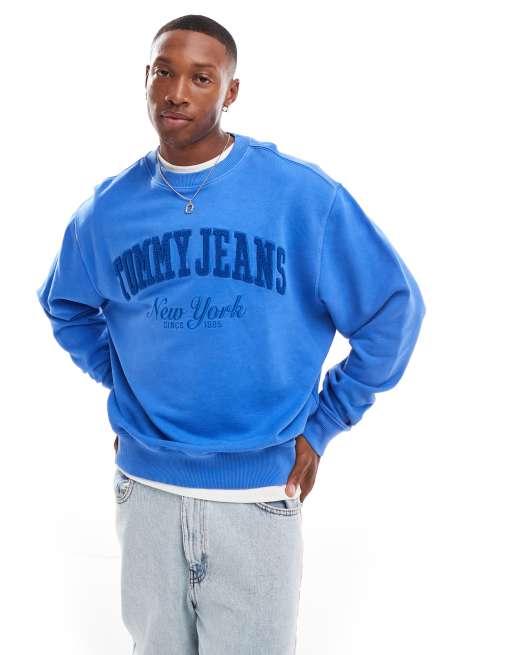 Tommy Jeans - Sweat vintage à logo universitaire - Bleu