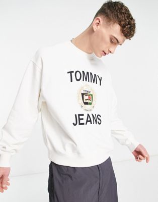 Tommy Jeans large logo sweatshirt in grey - ASOS Price Checker