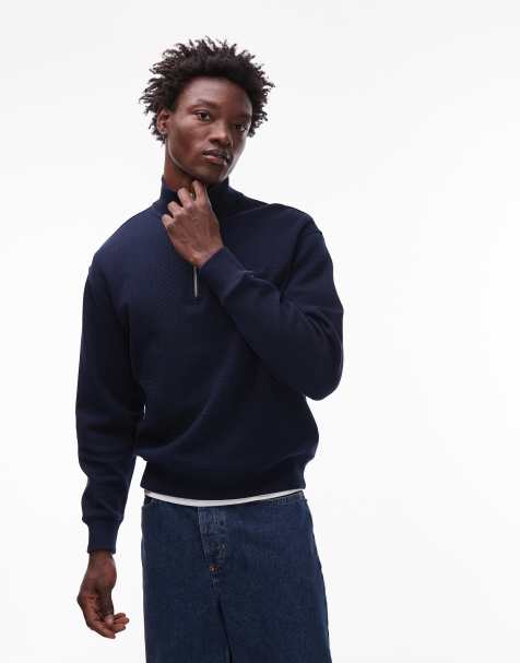 Tommy Jeans – Sweatshirt in Marineblau mit kurzem Reißverschluss - view 1