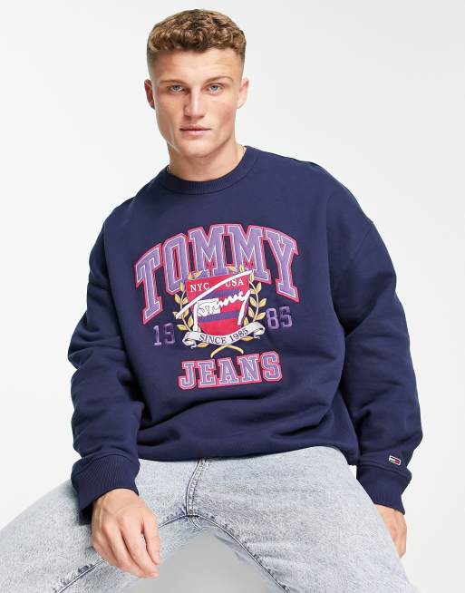 Tommy jeans store collegiate sweatshirt navy